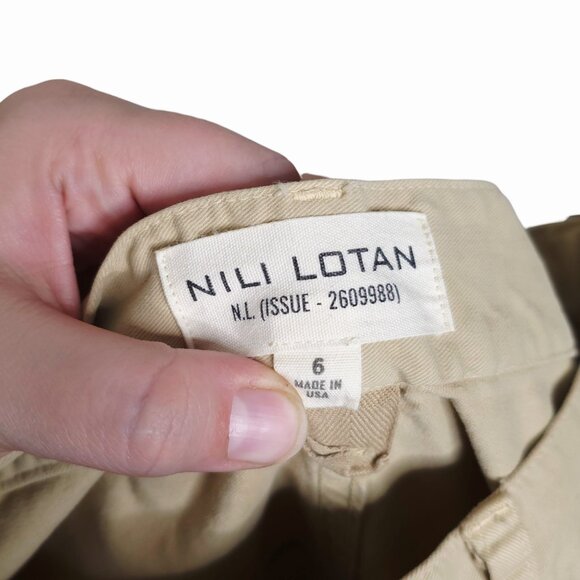 Nili Lotan Shon Pant Sandstone‎ Tan Beige Khaki Barrel Cotton Twill Size 6 - Picture 5 of 12